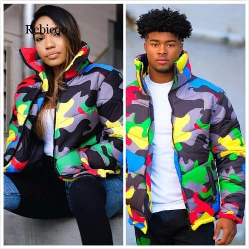 S-4XL Plus Size Camouflage Print Winter Wear Bubble Coat Female Cropped Puffer Down Jacket Plus Size Parka Outerwear