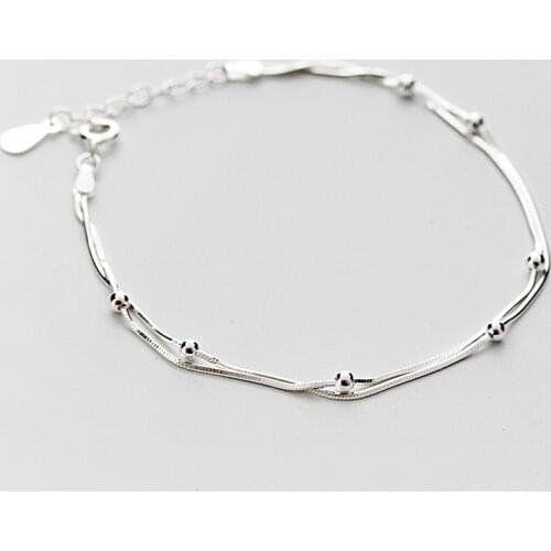 DreamySky New Arrivals Real Pure Silver Color Beads Multilayer Bracelets For Women pulsera de plata Drop Shipping