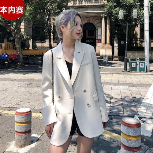 Blazer Women Spring and Autumn White Blazer Womens Loose Suit Top Veste Femme