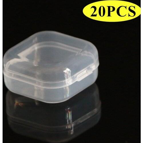 1-20Pcs Small Boxes Square Transparent Plastic Box Jewelry Storage Case Finishing Container Packaging Storage Box for Earrings