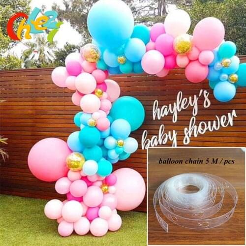 1PC 5m 160 Holes Transparent rubber chain helium balloon decor Wedding PVC arch decoration balloon chain Party Festival supplies