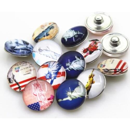 10pcs/lot Mix Designs Statue of Liberty Snap Buttons 18mm Ginger Snap Bracelet&Bangles DIY Sports Snap necklace Jewelry Charms