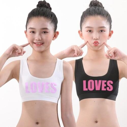 2Pcs Gift Girl Bra Teen Crop Top Underwear Vest Racerback Puberty Sport Training Bras Letter Streetwear Tube Top 8-16Y