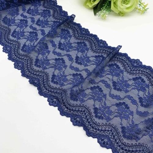 3y/Lot Width 17.5cm Stretch Elastic Lace Trim Blue DIY Crafts Sewing Supplies Decoration Accessory For Garment Underwear Fabric