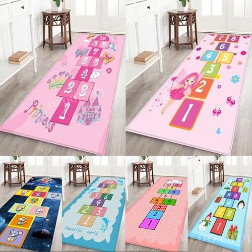 MEOOAWQI Hopscotch Floor Mats, Kids Rugs,Cartoon Carpets, Bedroom Digital Carpets, Childrens Room Carpets, Super Soft Carpets