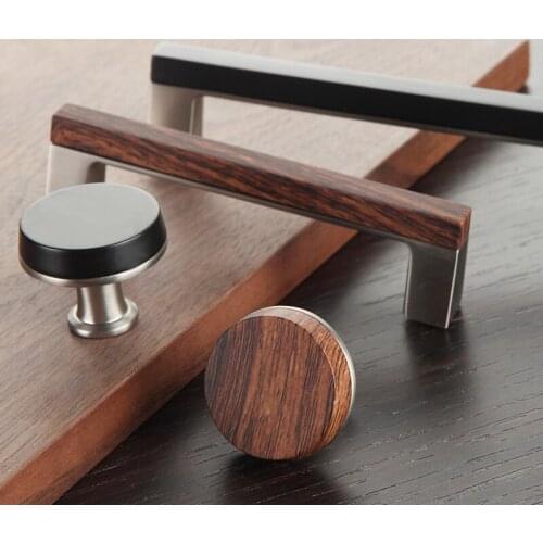 4PCS Wood Grain/ Zinc Alloy Handles Wardrobe Drawer Pulls Kitchen Cabinet Knobs and Handles Fittings for Furniture Handles GF75