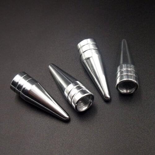 4pcs Silver Universal Long Spiked Car Wheel Tire Valve Air Stem Dust Caps Cover Truck Auto Vehicle Motorcycle Bicycle Accessory