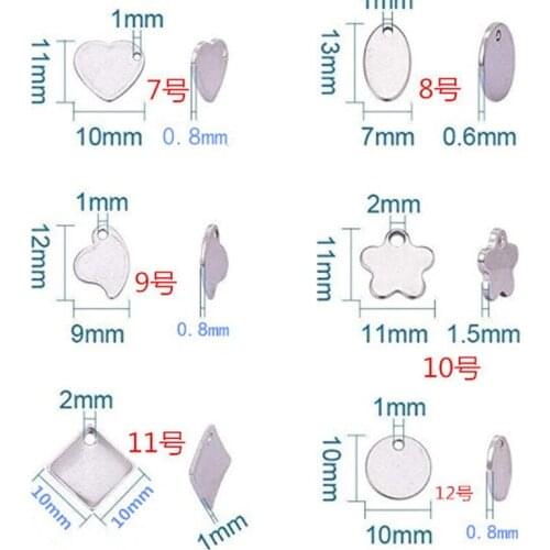 50Pcs/Lot 316L Stainless Steel Lovely Heart Square Round Geometric Charm Pendant for DIY Handmade Jewelry Making Compents Crafts
