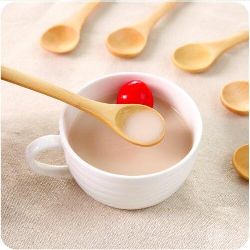 500pcs/lot 13x3cm Japanese Style Wood Spoons Tablespoon Seasoning Spoon Pudding Honey Coffee Spoon Tableware Home Kitchen Tools