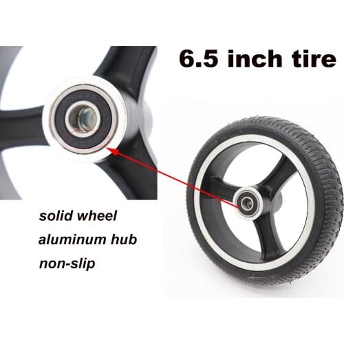 6.5 inch wheels electric bike motorcycle scooter tire rubber wheel and aluminum hub non pneumatic solid tire