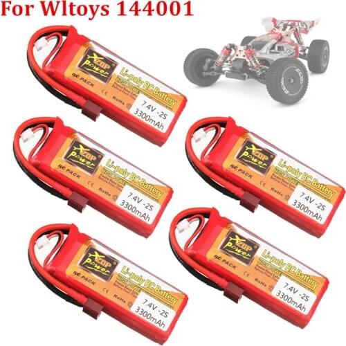 Battery For 144001 car 2s 7.4 V 3300mAh Lipo battery T Plug for Wltoys 1/14 144001 RC car boat Spare Parts 1-5PCS