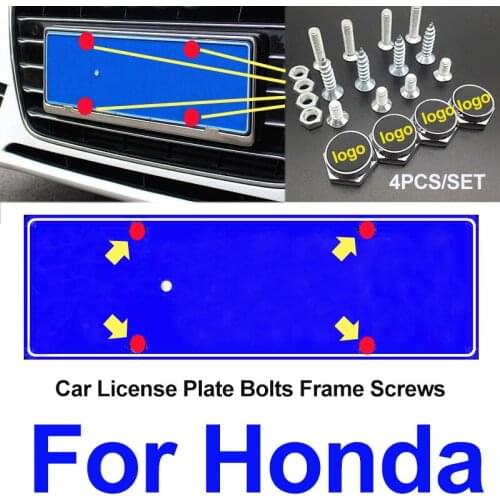 Car Front/Rear Accessory Bolts Car License Plate Frames Tag Cap Screw Caps For CRV Civic Accord CITY Fit Pilot Crossroad