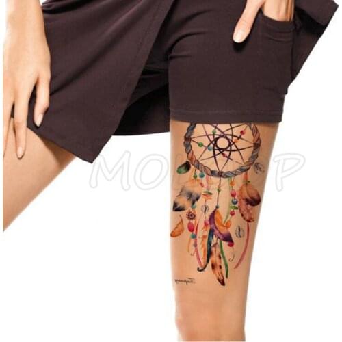 Color Dreamcatcher Gem Feather Tattoos Stickers Women Body Waist Arm Art Tattoos Temporary Girls Butterfly Tatoos Rose Chains