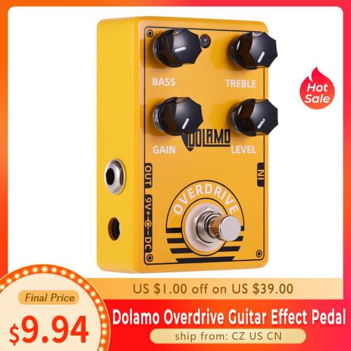 Dolamo D-8 Overdrive Guitar Effect Pedal with Bass Treble Gain Level Controls and True Bypass Design for Electric Guitar
