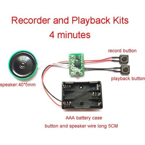 4 minute Recording and Playback Voice IC Chip Sound Module DIY Kits Recorder Record Play Pen Talking Music Gifts Plush Toy Card