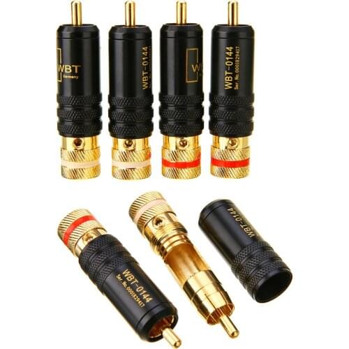Hi-end Gold Plated RCA Plug Screws Locking Soldering Audio Video RCA Connector HIFI RCA Plugs