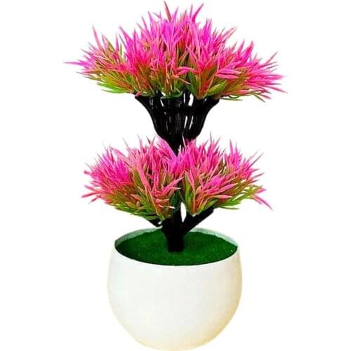 Artificial Plant Double-layer Non-fading Plastic Phoenix-tail Fern Bonsai for Photography Bonsai Artificial Flowers in Pot Home