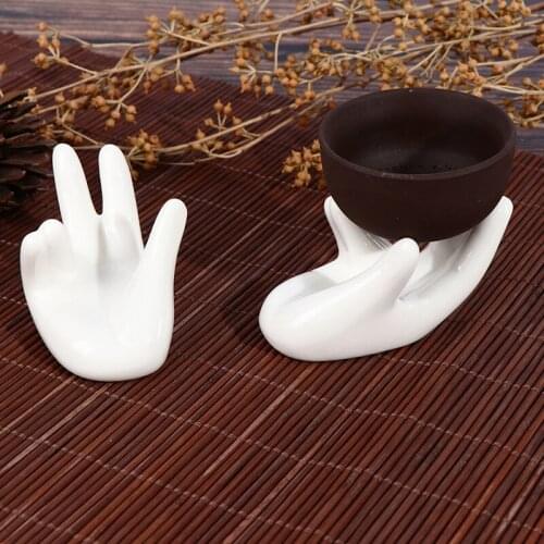2pcs Hand Shape Ceramic Soft Or Hard Boiled Egg Cup Holder (Egg Holder) For Breakfast Brunch Egg Holder Container Egg Tools