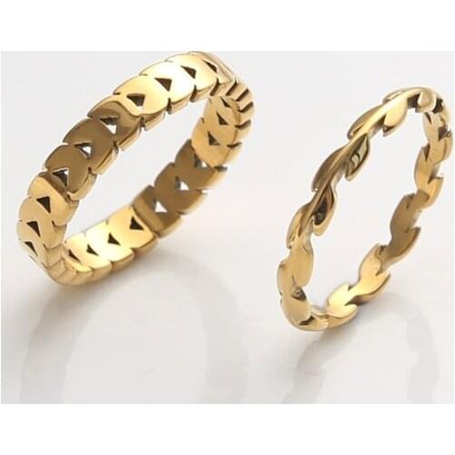 Ring for Women Peace Wheat Olive Leaf Rattan Vintage Titanium Steel Accessories Gold Color Luxury Finger Jewelry Wholesale GR600