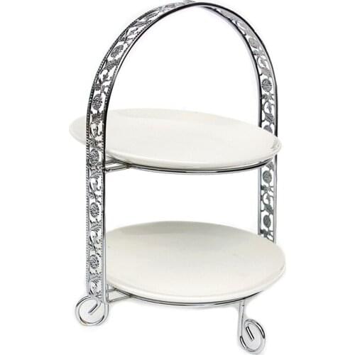Metal Cake Stand Double-Layer Arch-Shaped Golden Fruit Dessert Rack Wedding Birthday Party Decoration Cupcake Stand