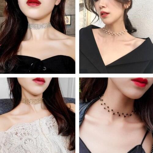 2020 New Arrivals Hot Fashion Torques Simulated-pearl Necklace Simple Cross Strand Beaded Chokers Necklaces For Women Jewelry
