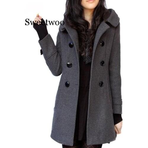 Autumn Women Coats Winter 2020 Hooded Woolen Cashmere Cotton Coats and Jackets Women Casual Slim Plus Size Wool Blends Long Coat