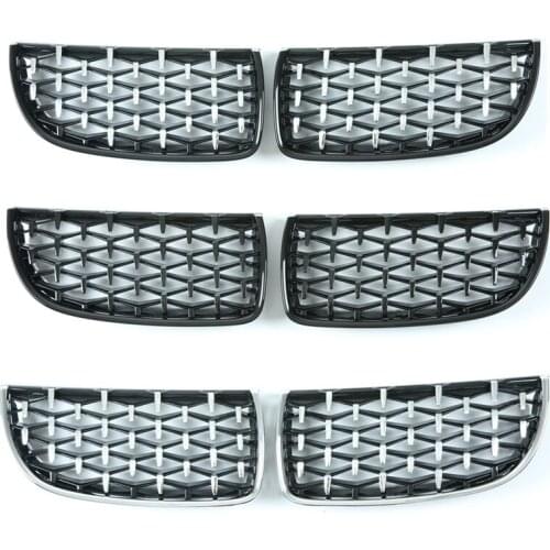 For BMW 3 Series E90 Sedan 320d 318i Front Bumper Racing Grills Diamond Style Black & Chrome ABS Front Face Grill Mesh