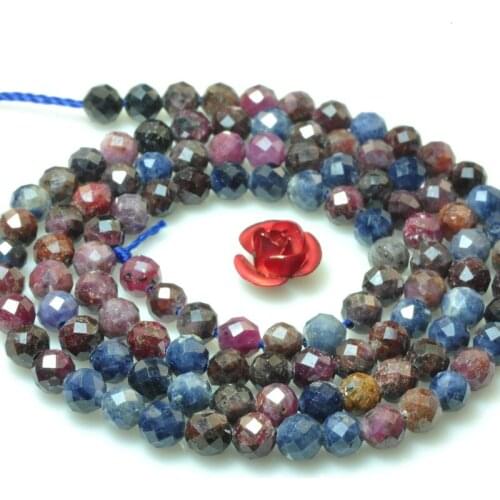 Ruby round faceted 4/6mm 15" for DIY jewelry making loose beads FPPJ wholesale beads nature gemstone
