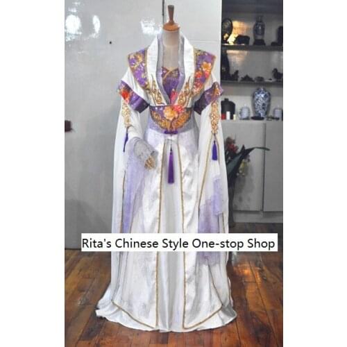 Lie Yun White Purple Princess Fairy Costume Chinese Traditional Hanfu female Costume for photography with Tailing