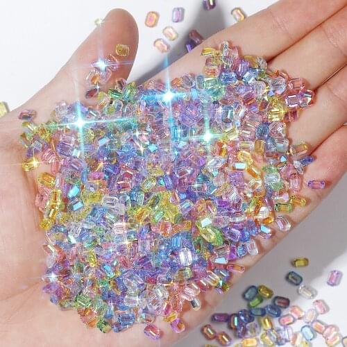 50pcs Nail Art Aurora Symphony Square Diamond DIY Crystal Rhinestone Color Shaped Heap Rhinestone nail decorations 2021 New
