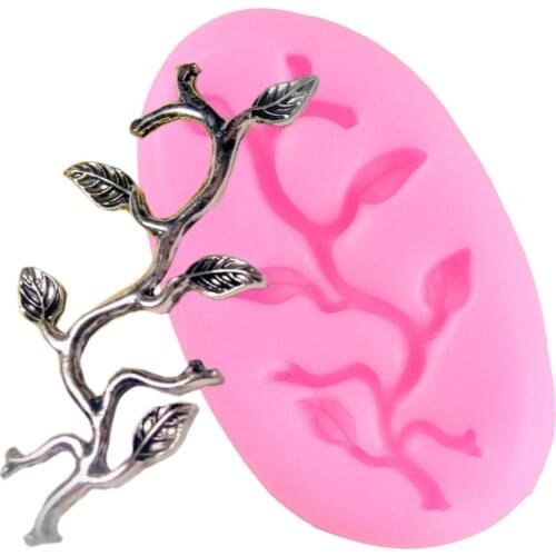 Tree Branch Leaf Cake Border Silicone Mold Cupcake Topper Fondant Chocolate Candy Gumpaste Mold DIY Baking Cake Decorating Tools