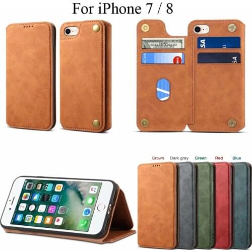 Vintage Fashion Case for iPhone 8 7 wallet Cover flip protector iPhone7 casing iPhone8 Soft TPU Silicone protection capa fundas