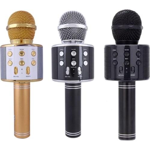 WS858 Wireless Bluetooth Karaoke Microphone Stereo Mic KTV USB Speaker Player