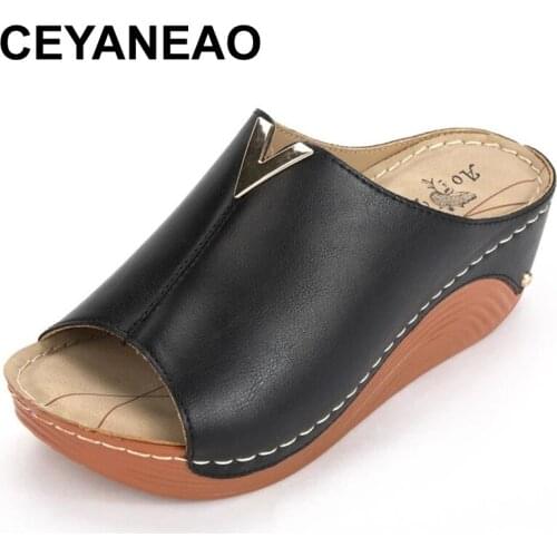 CEYANEAO 2021The New Womens Sandal Thick Bottom Casual Shoes Leisure Summer Wedges Sandals Woman Shoes Platform Slipper