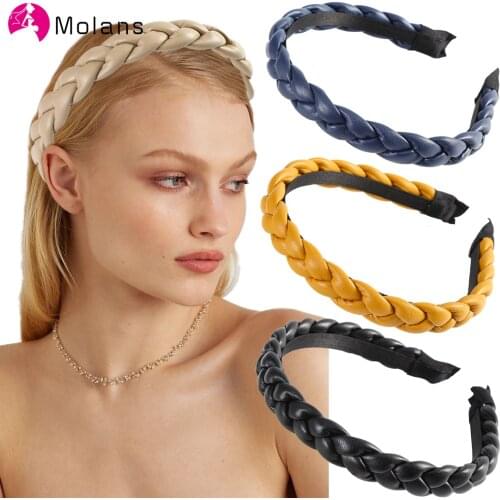 Molans 2021 Weaving Hairbands Braided Headband for Women PU Hair Bands Girls Hair Hoop Fashion Bezel Hair Accessories Headdress