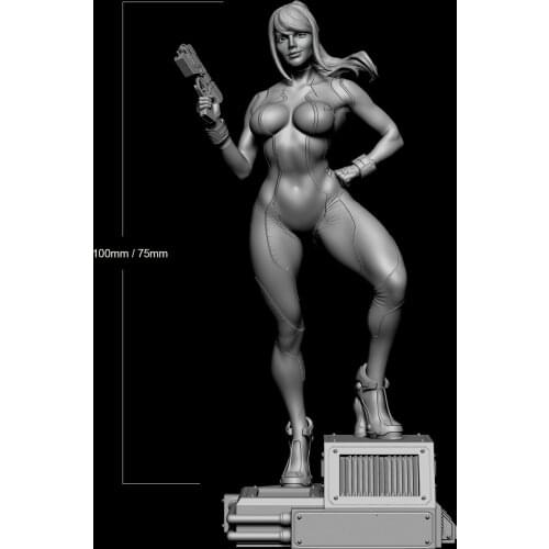 1/24 75mm 1/18 100mm Resin Model Kits Star Girl Female Fighter Figure Unpainted No Color RW-013