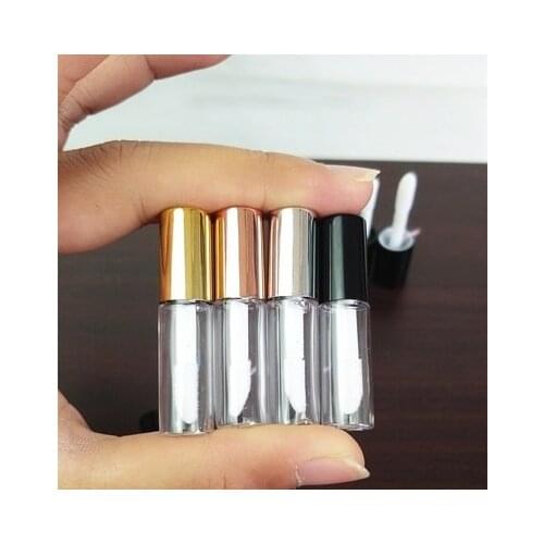 100pcs Empty Transparent Plastic Lip Gloss Tubes 1.2ml Lip Balm Tube Lipstick Mini Sample Cosmetic Container With Rose Gold Cap