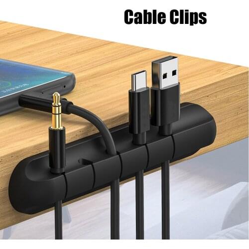 2Pcs Desktop Cable Clips Tidy Management 5 Slots Silicone 3M Adhesive Wire Holder for USB Charging Cable Power Cord Mouse Wire