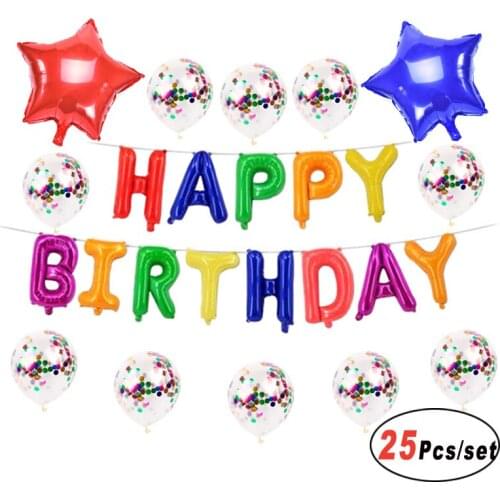 25Pcs/set DIY Birthday Party Balloons 12inch Confetti Balloons Baby Shower First Girl Boy Decoration Supplies