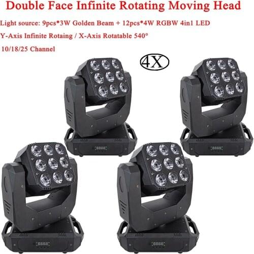 4Pcs/Lot NEW LED Double Face Infinite Rotating Moving Head Light DMX 512 Beam Wash 2NI1 100W LED Moving Head Stage Lights