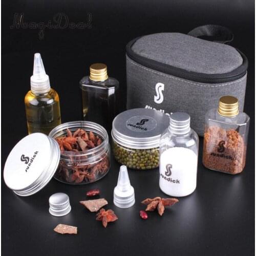 6pcs/Set Portable Spice Seasoning Bottles Salt and Pepper Jars Dry Herb Condiment Container for Outdoor Camping Hiking BBQ