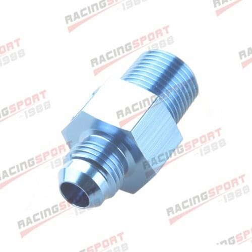 6AN Male To 3/8" NPT Fitting With 1/8" NPT Port Fuel Gauge Adapter Aluminum Blue/Black