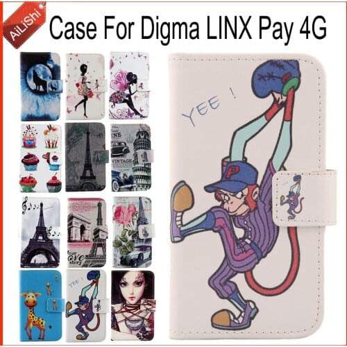 AiLiShi Case For Digma LINX Pay 4G Luxury Flip PU Painted Leather Case Digma Exclusive 100% Special Phone Cover Skin+Tracking