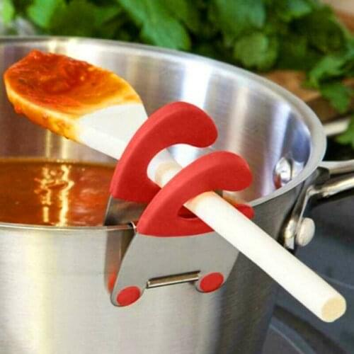 Pot Clip Side Non-slip Spatula Fixed Kitchen Spoon Rest Holder Clamp Organizer Shelf Anti-hot Stainless Portable Kitchen Gadgets