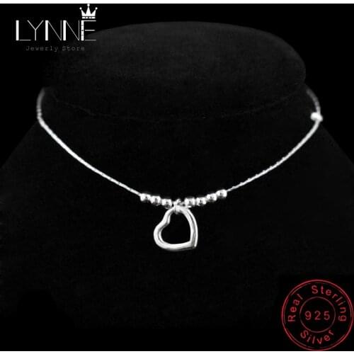 New Fashion Heart Pendant Anklet 925 Sterling Silver Ladies Love Heart & Bead Anklets Bracelet Foot Chain For Women Jewelry Gift