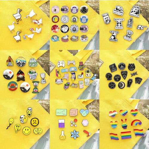 8 ~ 16 Pieces / Set Fire Shadow Enamel Pin Set Custom Game Machine Gothic Brooches Lapel Pin Badge Jewelry Gift Price Amazing