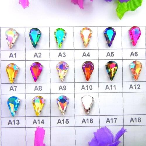 AB colors Silver claw settings 3*6mm 6*10mm 8*13mm waterdrop teardrop sew on rhinestone Crystals garment shoes accessories diy