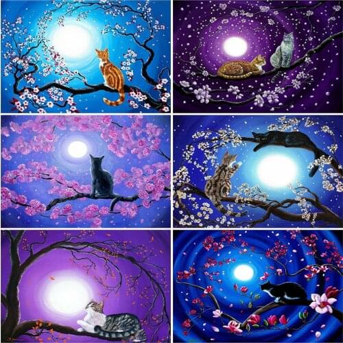 EverShine 5D Diamond Painting Cat Diamond Embroidery Animal Beaded Embroidery Mosaic Art Picture Of Rhinestones Decor For Home