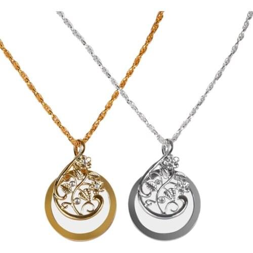 Fashion Women Hollow Magnify Glass Vine Rhinestone Pendant Necklace Jewelry