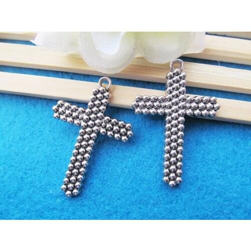 5pcs 29.89mmx50.67mm Heavy Antique Silver tone Filigree Straight Cross Pendant Charm/Finding, DIY Accessory Jewelry Making